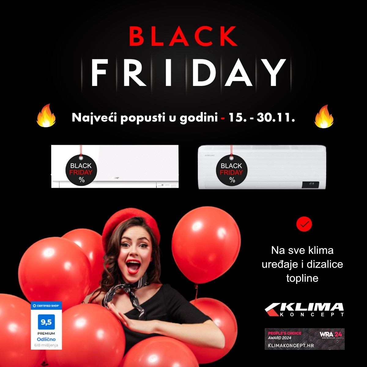 BLACK FRIDAY 2024. - NAJVEĆI POPUSTI U GODINI NA SVE KLIMA UREĐAJE